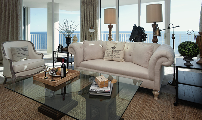 Living room with Gulf views